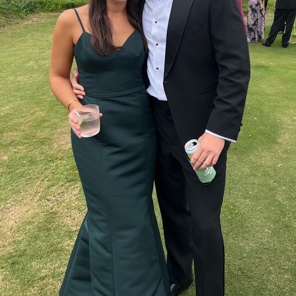 Amsale Bridesmaid Dress Emerson GB102A in Hunter Green - Picture 4 of 5